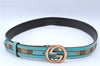 Authentic GUCCI InterlockingG Belt GG Canvas Leather 29.5-31 114874 Brown J3174