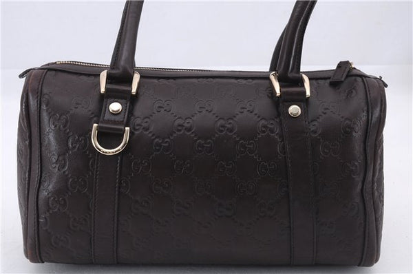 Authentic GUCCI Guccissima Abbey Hand Boston Bag GG Leather 130942 Brown J3199