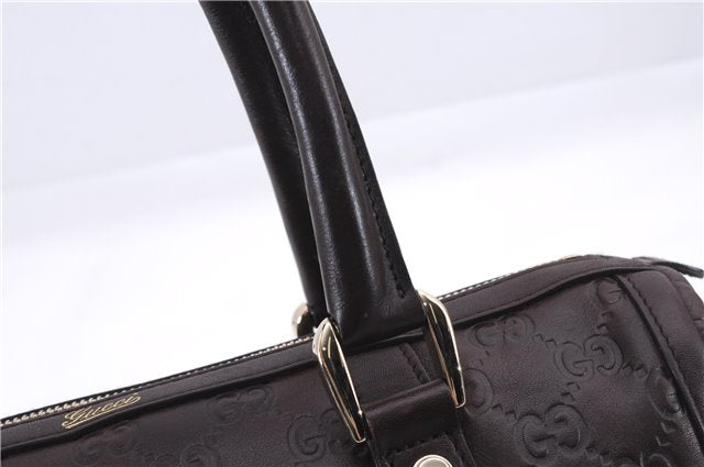 Authentic GUCCI Guccissima Abbey Hand Boston Bag GG Leather 130942 Brown J3199