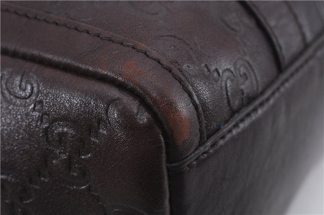 Authentic GUCCI Guccissima Abbey Hand Boston Bag GG Leather 130942 Brown J3199