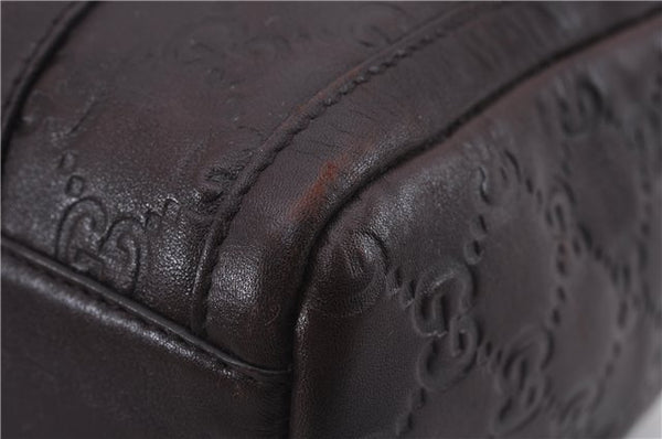 Authentic GUCCI Guccissima Abbey Hand Boston Bag GG Leather 130942 Brown J3199