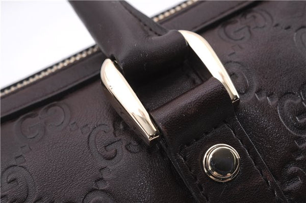 Authentic GUCCI Guccissima Abbey Hand Boston Bag GG Leather 130942 Brown J3199