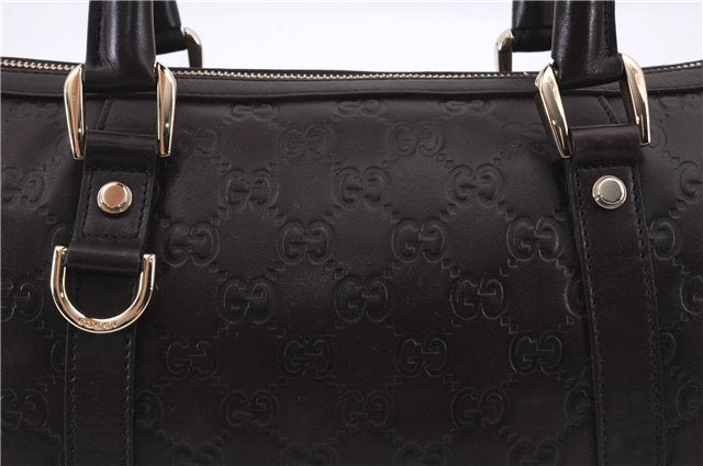 Authentic GUCCI Guccissima Abbey Hand Boston Bag GG Leather 130942 Brown J3199