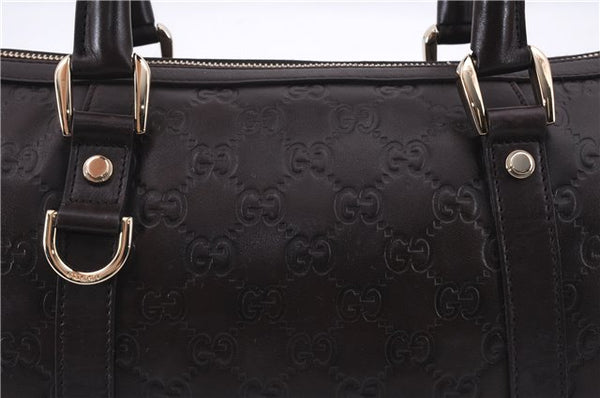 Authentic GUCCI Guccissima Abbey Hand Boston Bag GG Leather 130942 Brown J3199
