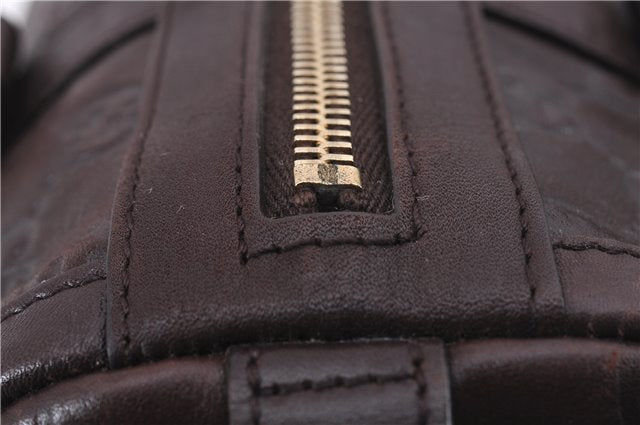 Authentic GUCCI Guccissima Abbey Hand Boston Bag GG Leather 130942 Brown J3199