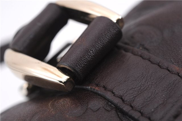 Authentic GUCCI Guccissima Abbey Hand Boston Bag GG Leather 130942 Brown J3199