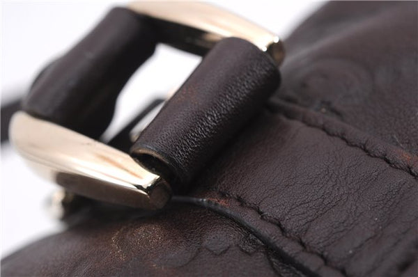 Authentic GUCCI Guccissima Abbey Hand Boston Bag GG Leather 130942 Brown J3199