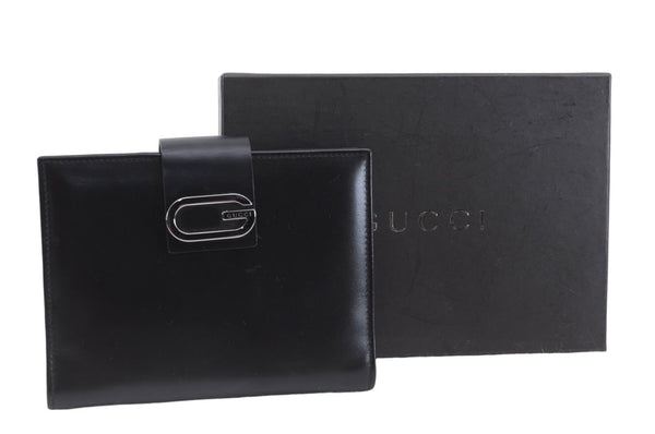 Authentic GUCCI Vintage Agenda Notebook Cover Leather 0312091 Black Box J3202