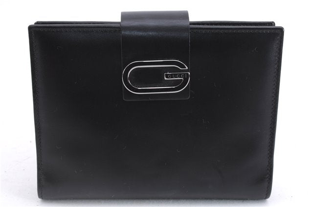 Authentic GUCCI Vintage Agenda Notebook Cover Leather 0312091 Black Box J3202