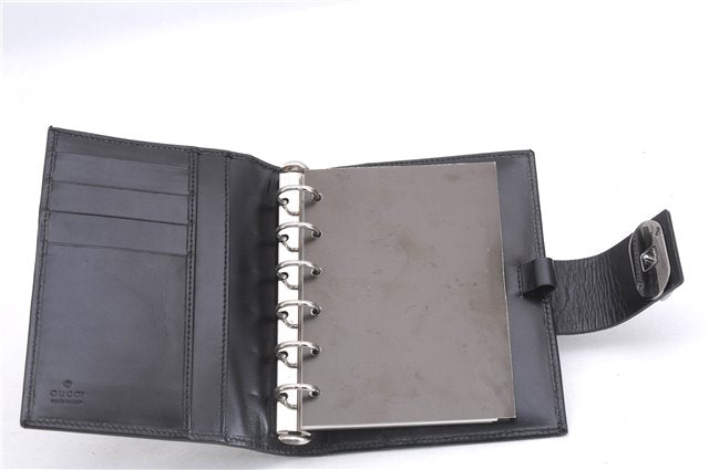 Authentic GUCCI Vintage Agenda Notebook Cover Leather 0312091 Black Box J3202