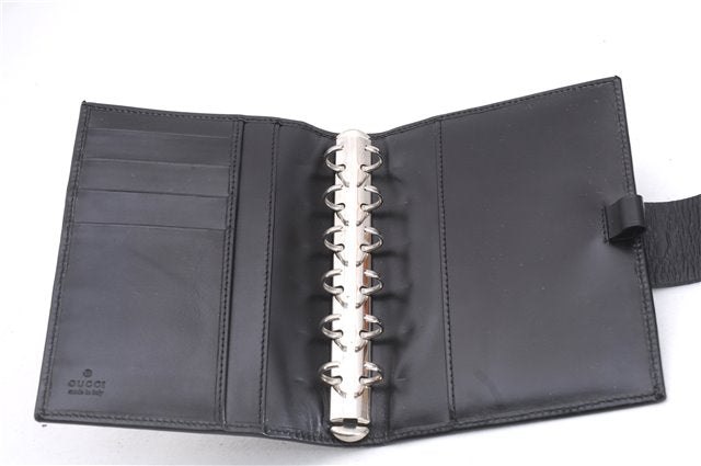 Authentic GUCCI Vintage Agenda Notebook Cover Leather 0312091 Black Box J3202