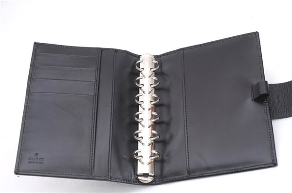 Authentic GUCCI Vintage Agenda Notebook Cover Leather 0312091 Black Box J3202