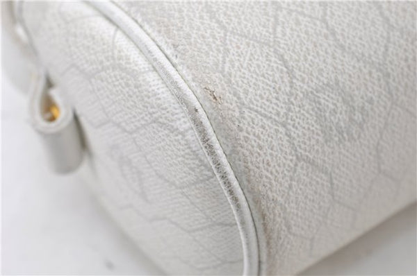 Authentic Christian Dior Honeycomb Shoulder Cross Bag PVC Leather White J3218