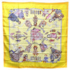 Authentic HERMES Carre 90 Scarf "HELLO DOLLY" Silk Orange Yellow J3253