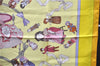 Authentic HERMES Carre 90 Scarf "HELLO DOLLY" Silk Orange Yellow J3253