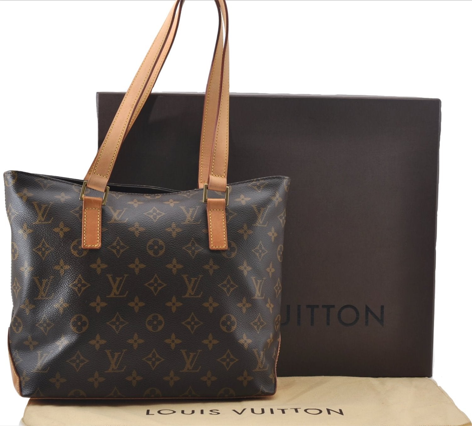 Authentic Louis Vuitton Monogram Cabas Piano Shoulder Tote Bag M51148 Box J3263