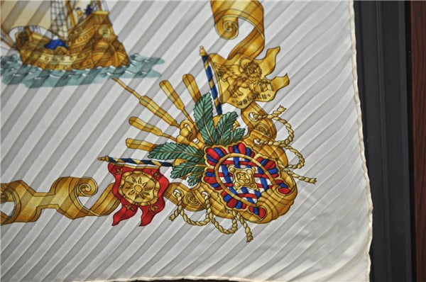 Authentic HERMES Pleats Scarf "VOILES DE LUMIERE" Silk White Box J3276