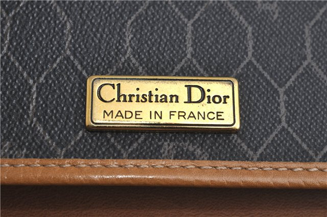 Auth Christian Dior Honeycomb Shoulder Cross Bag Chain PVC Leather Black J3304