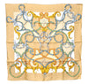 Auth HERMES Carre 90 Scarf "LINSTRVCTION DVROY ENLEXERCUCE" Silk Beige J3348