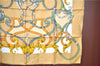 Auth HERMES Carre 90 Scarf "LINSTRVCTION DVROY ENLEXERCUCE" Silk Beige J3348