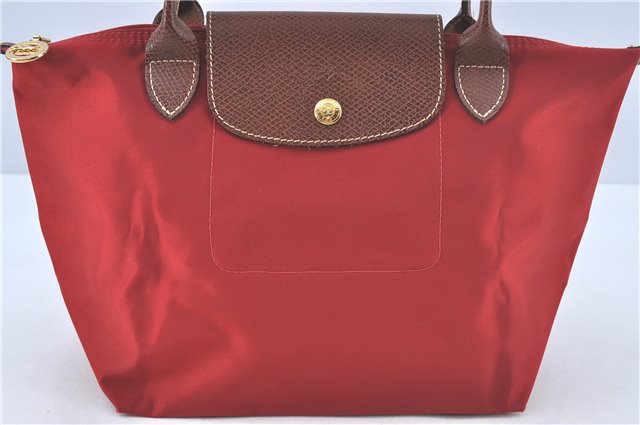 Auth Longchamp Le Pliage Shopper Size S Tote Hand Bag Nylon Leather Red J3352