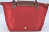 Auth Longchamp Le Pliage Shopper Size S Tote Hand Bag Nylon Leather Red J3352