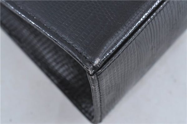 Authentic YVES SAINT LAURENT Hand Bag Purse Leather Black J3377