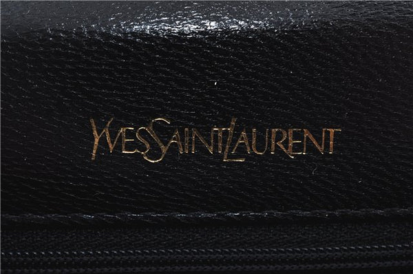 Authentic YVES SAINT LAURENT Hand Bag Purse Leather Black J3377