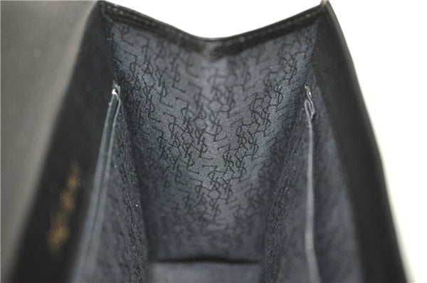 Authentic YVES SAINT LAURENT Hand Bag Purse Leather Black J3377