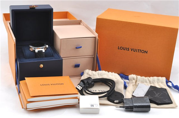 Auth Louis Vuitton Tambour Horizon Smartwatch Black Silver QA050Z V2 Box J3382