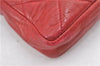 Authentic CHANEL Lamb Skin Matelasse CC Logo Chain Waist Body Bag Red J3390