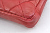 Authentic CHANEL Lamb Skin Matelasse CC Logo Chain Waist Body Bag Red J3390