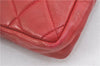 Authentic CHANEL Lamb Skin Matelasse CC Logo Chain Waist Body Bag Red J3390