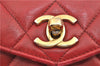 Authentic CHANEL Lamb Skin Matelasse CC Logo Chain Waist Body Bag Red J3390