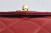 Authentic CHANEL Lamb Skin Matelasse CC Logo Chain Waist Body Bag Red J3390