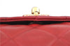 Authentic CHANEL Lamb Skin Matelasse CC Logo Chain Waist Body Bag Red J3390