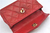 Authentic CHANEL Lamb Skin Matelasse CC Logo Chain Waist Body Bag Red J3390