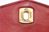 Authentic CHANEL Lamb Skin Matelasse CC Logo Chain Waist Body Bag Red J3390