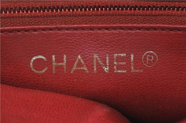 Authentic CHANEL Lamb Skin Matelasse CC Logo Chain Waist Body Bag Red J3390