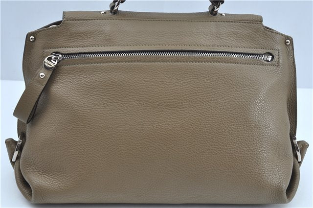 Authentic Salvatore Ferragamo Gancini Leather 2Way Hand Bag Beige Box SF J3394