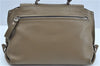 Authentic Salvatore Ferragamo Gancini Leather 2Way Hand Bag Beige Box SF J3394