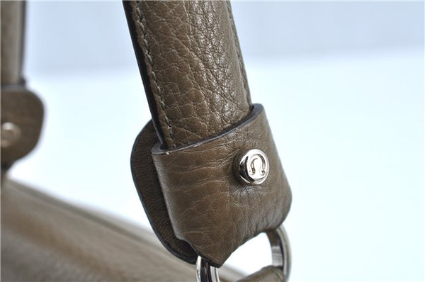 Authentic Salvatore Ferragamo Gancini Leather 2Way Hand Bag Beige Box SF J3394