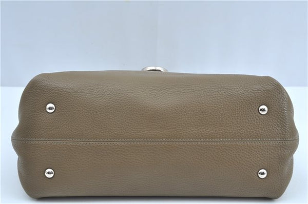 Authentic Salvatore Ferragamo Gancini Leather 2Way Hand Bag Beige Box SF J3394