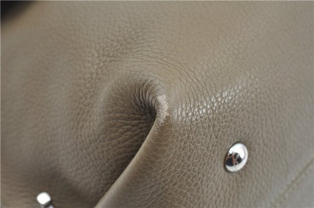 Authentic Salvatore Ferragamo Gancini Leather 2Way Hand Bag Beige Box SF J3394