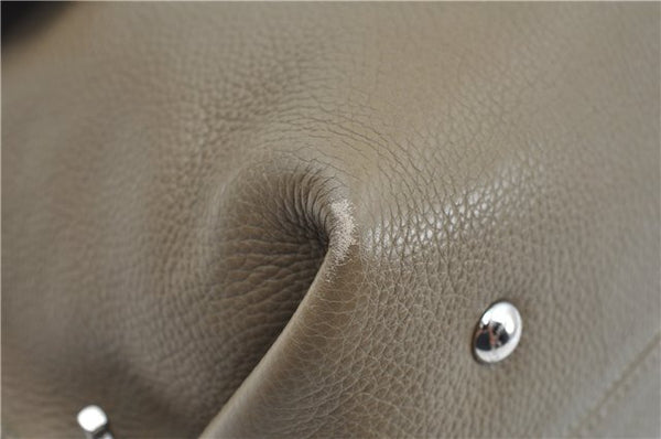 Authentic Salvatore Ferragamo Gancini Leather 2Way Hand Bag Beige Box SF J3394