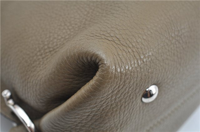 Authentic Salvatore Ferragamo Gancini Leather 2Way Hand Bag Beige Box SF J3394