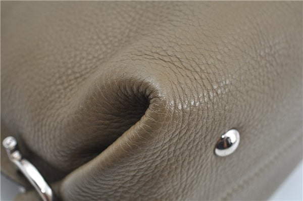 Authentic Salvatore Ferragamo Gancini Leather 2Way Hand Bag Beige Box SF J3394