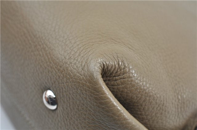 Authentic Salvatore Ferragamo Gancini Leather 2Way Hand Bag Beige Box SF J3394