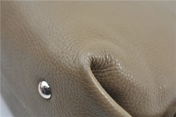 Authentic Salvatore Ferragamo Gancini Leather 2Way Hand Bag Beige Box SF J3394