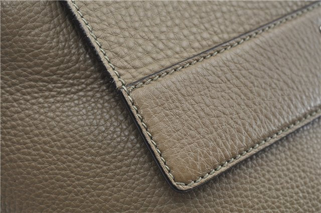 Authentic Salvatore Ferragamo Gancini Leather 2Way Hand Bag Beige Box SF J3394